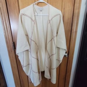 Knox Rose Cream and Tan Knit Poncho